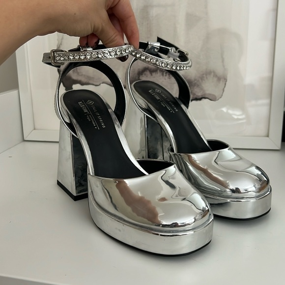 Call it Spring Silver Metallic Platform Shoes - Picture 1 of 5
